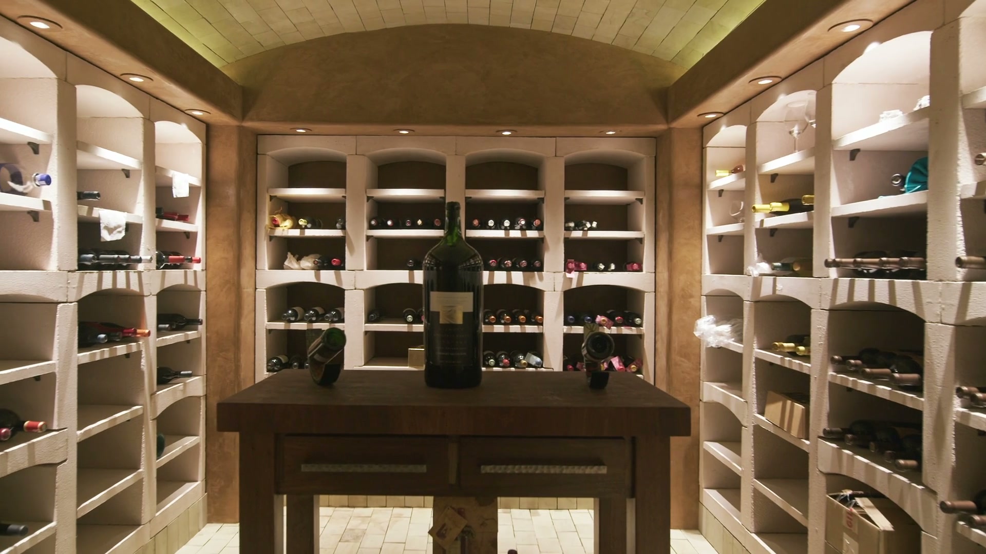 The barrel-vaulted wine room from the film