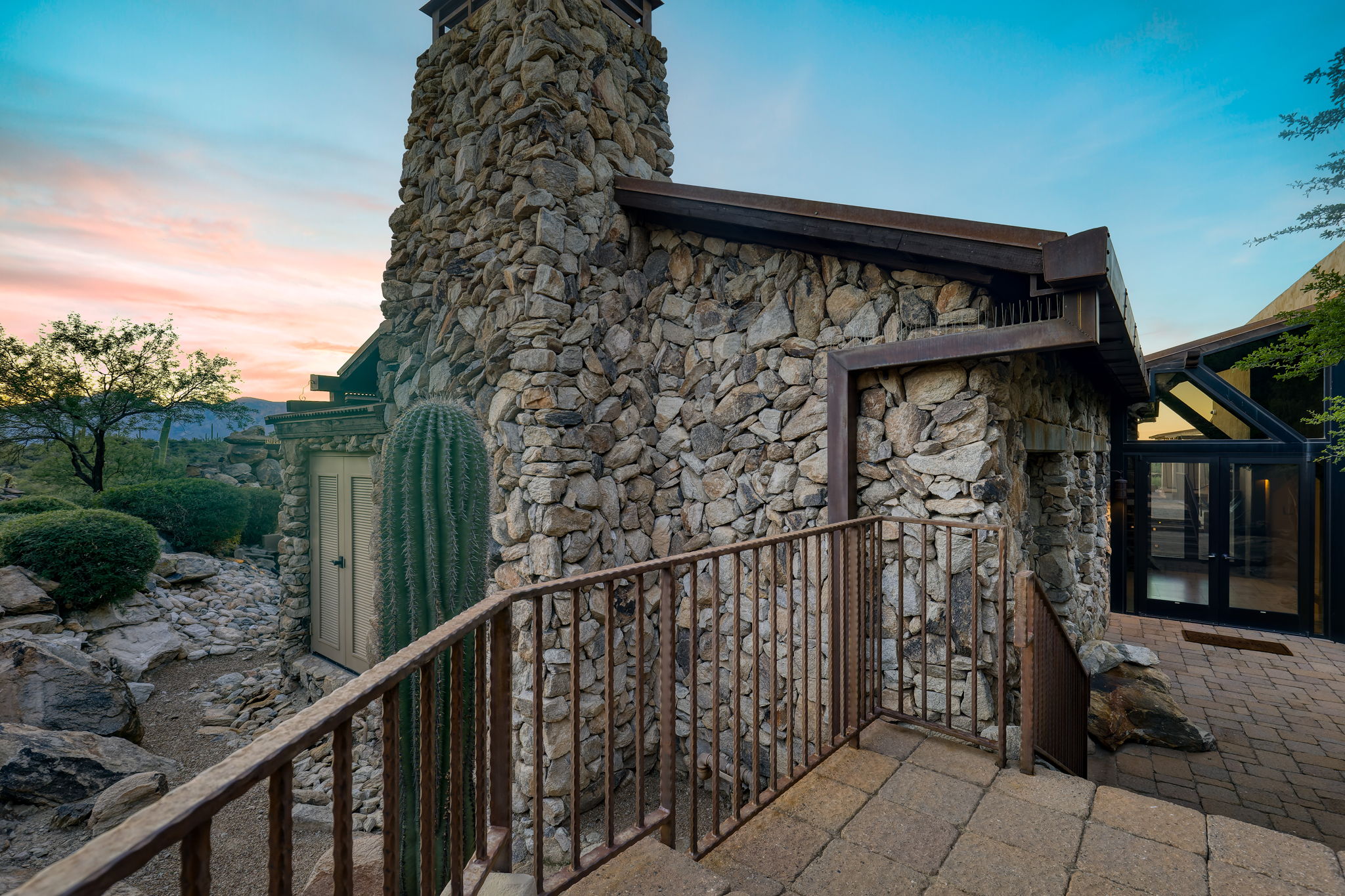 Stone and stucco architecture above the desert floor