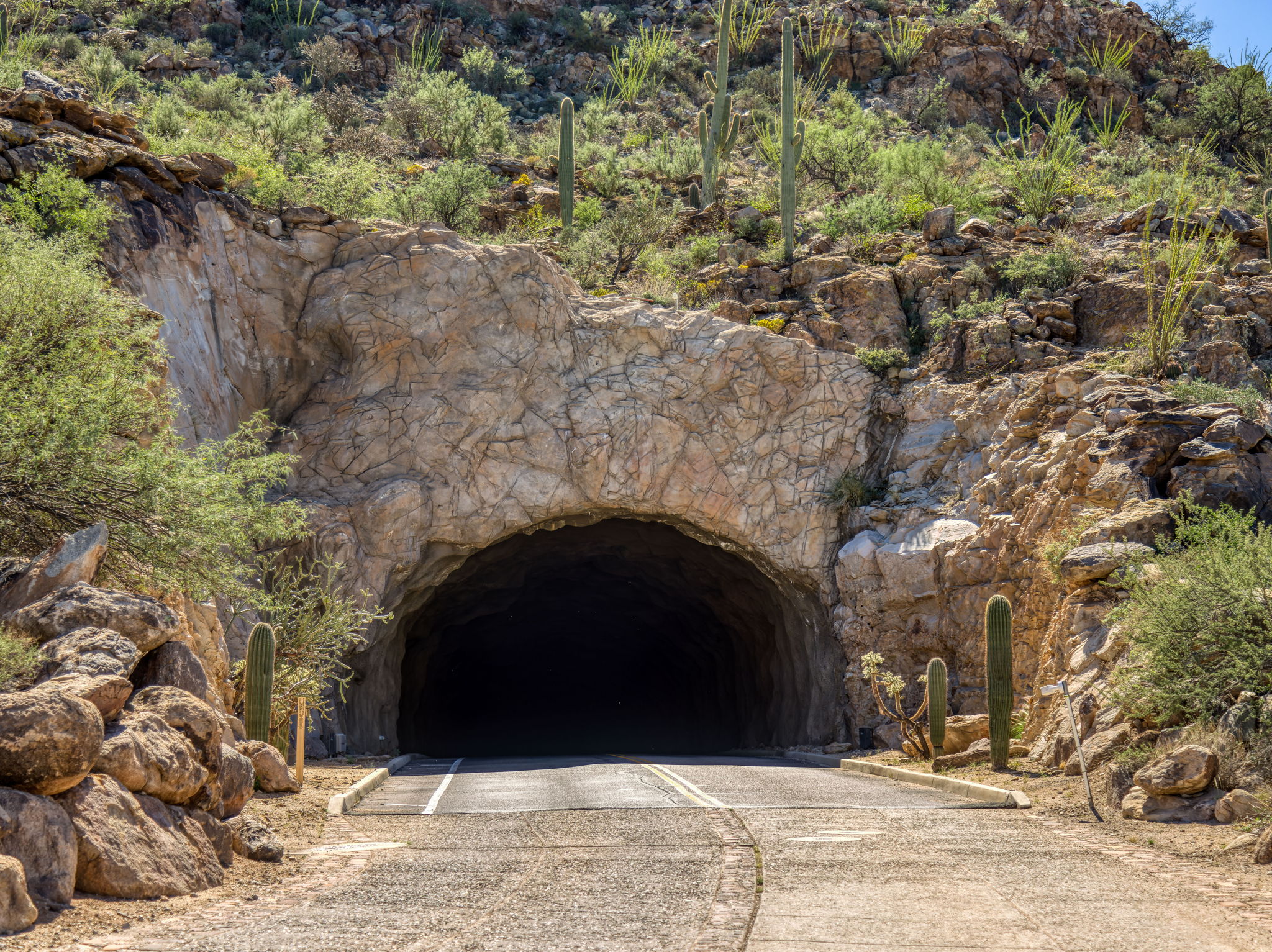 The tunnel entrance from the approach road
