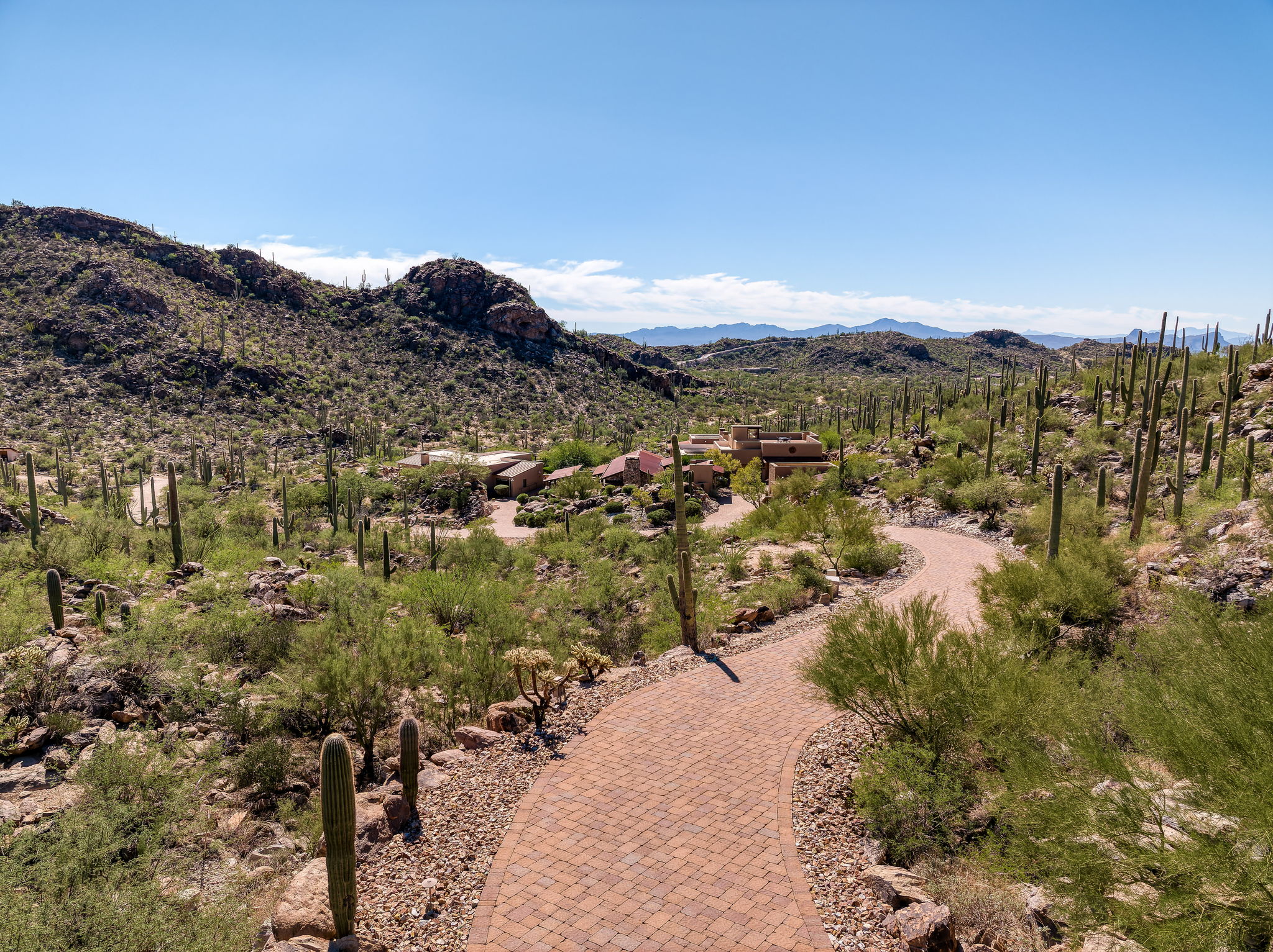 Groomed desert trail leaving the property